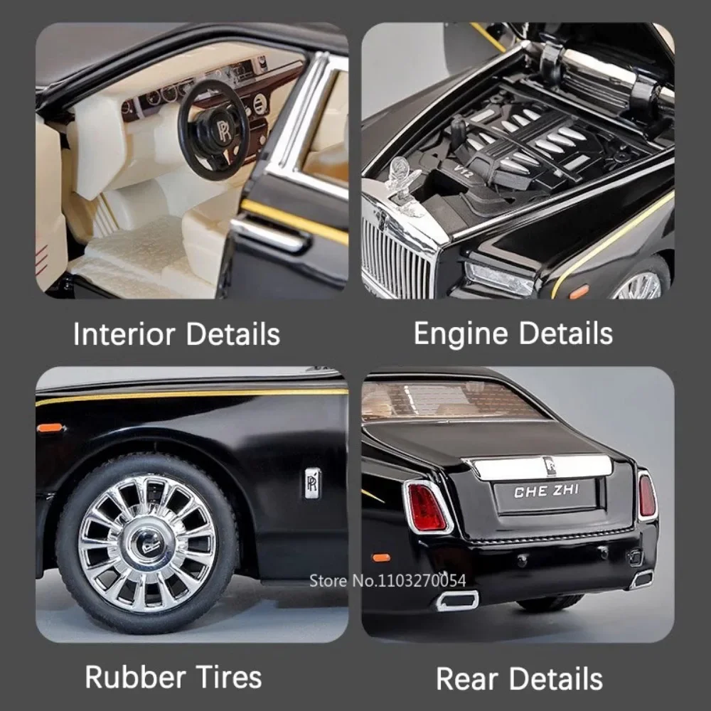 Rolls-royce Phantom Spectre modelo de aleación de juguete, coche fundido a presión, 6 puertas, luz de sonido abierta, juguetes para tirar hacia atrás, vehículo para niños, regalo, 1:24