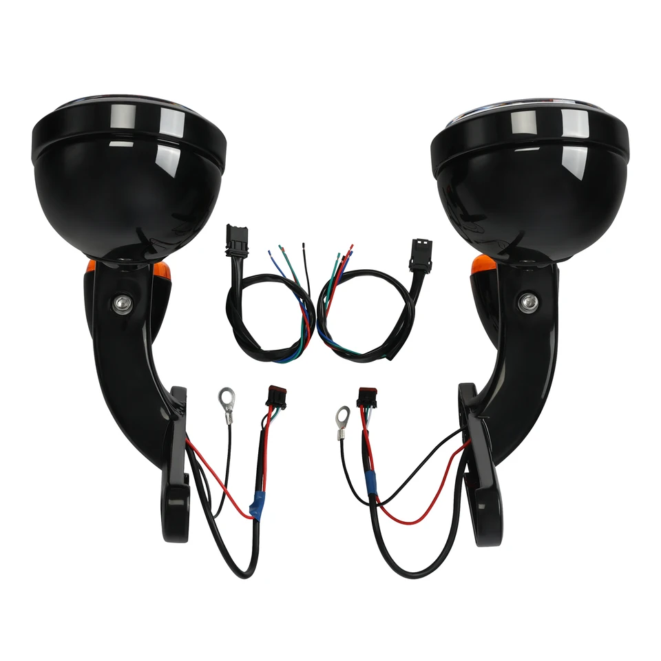 XFMT 4.5 Inch LED Auxiliary Spot Fog Light With Turn Signals & Brackets For Harley Touring Road King, Electra Glide, Street Glide - Chrome