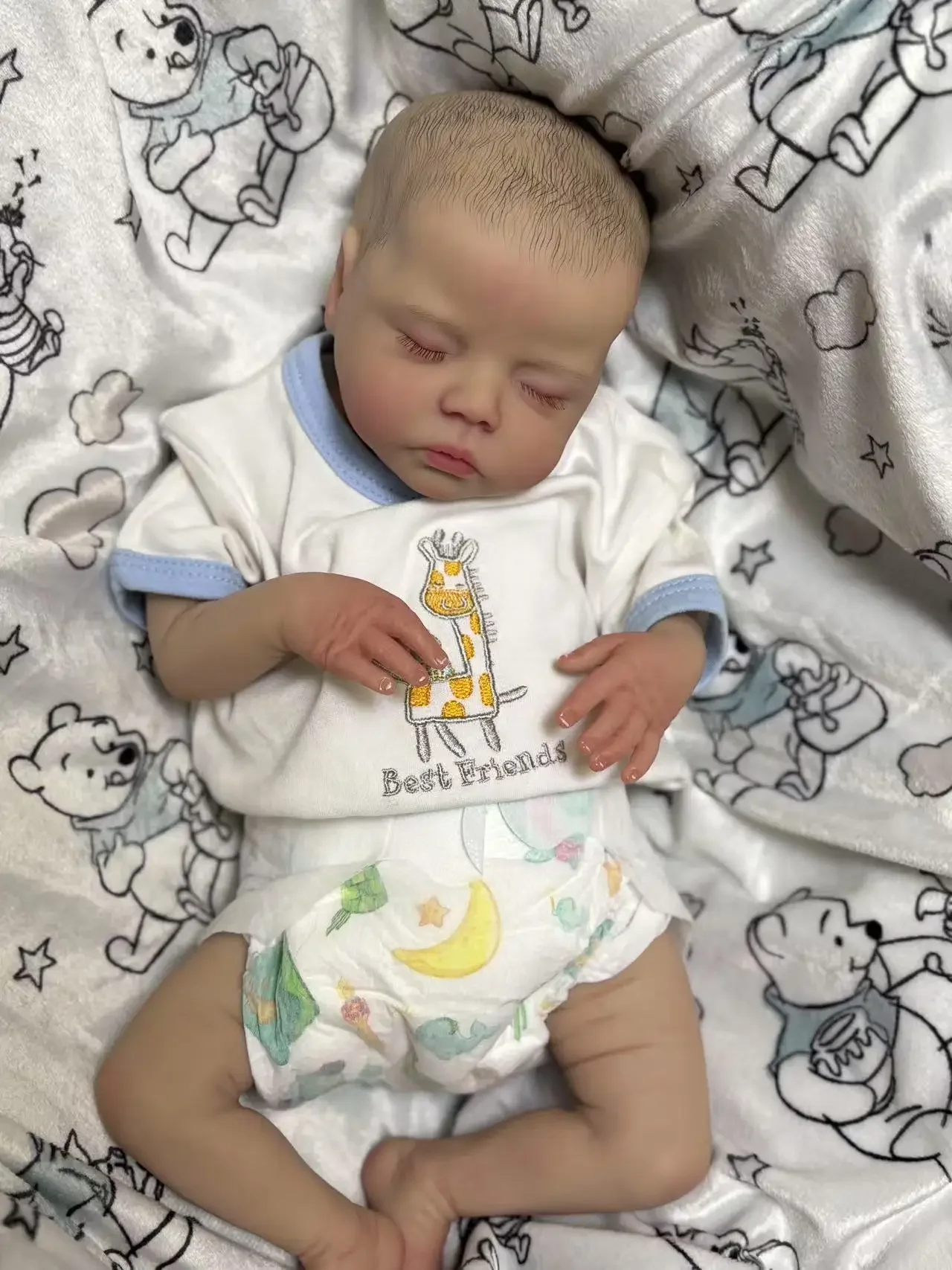 St.Store Customized Limited Supply 19inch Reborn Baby Deliah With Painted Hair Already Finished Doll With Cute Dress