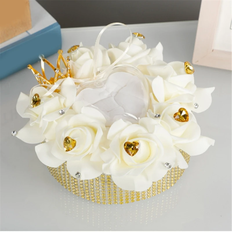 Unique Storage Case Simulated Flower Rings Holder Heart Rings Storage Box Stylish Jewelry Presentation Case Dropship