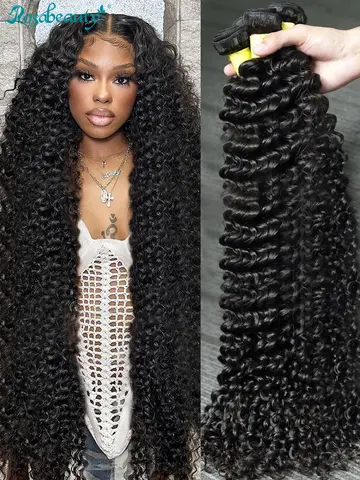 Deep Wave Human Hair Bundles Curly Hair Weaving 28 30 40 42 Inch Natural Human Hair Remy Loose Deep Wave Hair 1 2 3 4 5 Bundles