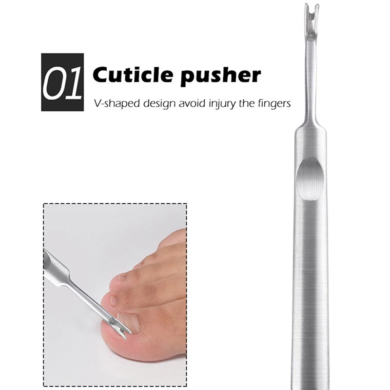 1Pc Cuticle Pusher Professional Stainless Steel Nail Cuticle Remover Callus Dead Skin Fork Nail Manicure Pedicure Tools