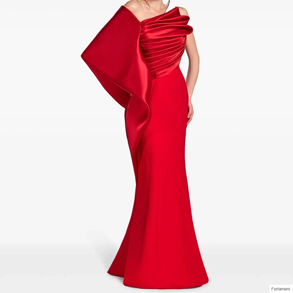 

Mermaid Women's Evening Dresses Floor-length Off The Shoulder Sleeveless Prom Gown Fashion Pleat Simple Draped Customized Gowns