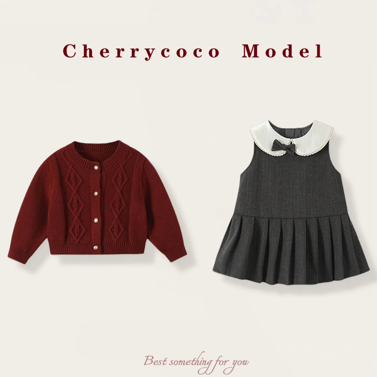 

Two-piece Set Knitted Cardigan Vest Dress Grils Children Autumn Winter New Fashionable Comfortable Sweet Cute Beautiful