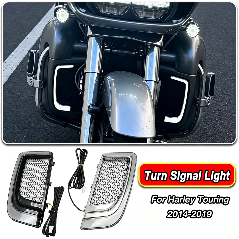 Motorrad LED-Blinker Verkleidungs-Untergitter Schwarz für Harley Touring Street Glide Road Glide Electra Glide Zubehör