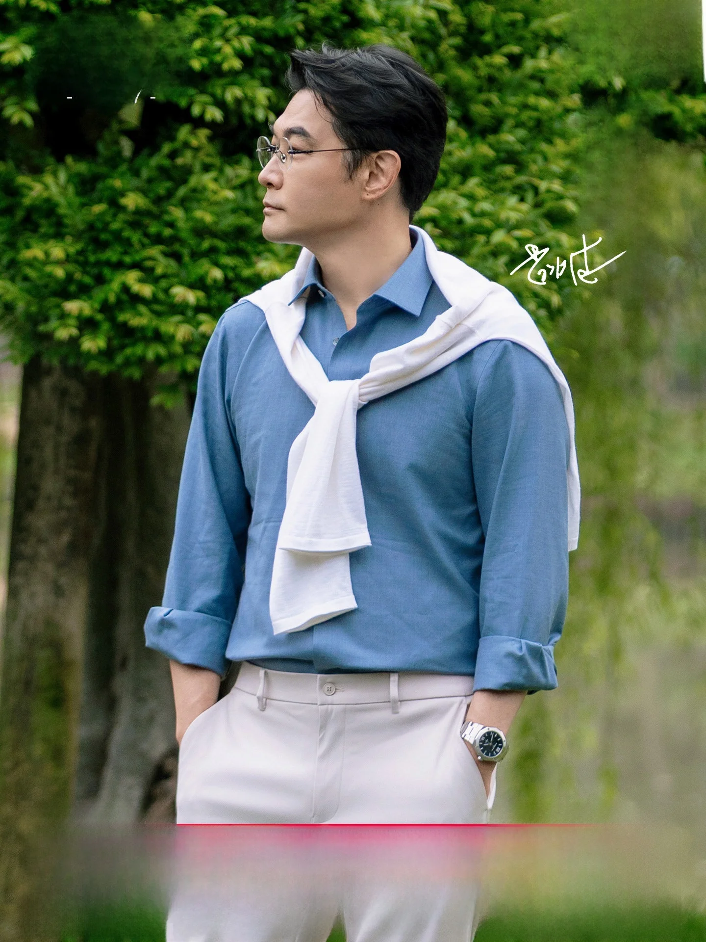 Hengyuanxiang Men's Long Sleeve Shirt Wool Blend Casual Business Square Collar Standard Fit Spring Autumn Wear Polyester Fiber