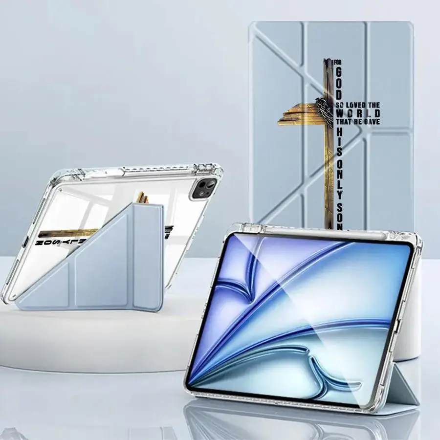 

Holy Cross Prayer Y-Fold Holder Cover Tablet Case For iPad Air 4 5 M3 M2 1 2 M4 11inch Pro 11th 10th 9th 8th 7th 12.9inch Pro