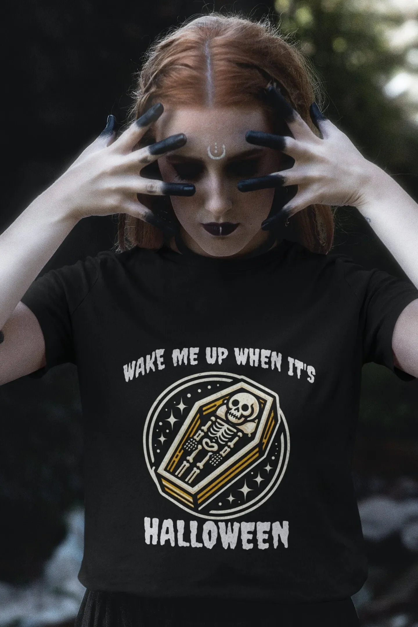 Wake Me Up When It s Halloween Funny T shirt Spooky Skeleton Unhinged Meme