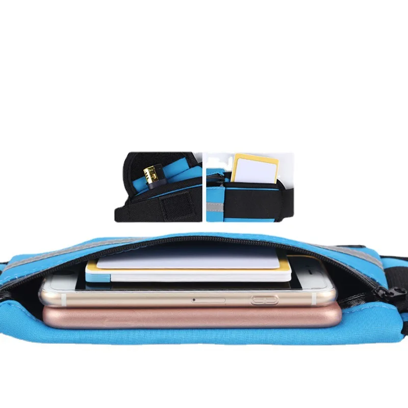 حقيبة خصر رياضية خارجية بلون سادة مع سعة كبيرة، حقيبة خصر للمشي لمسافات طويلة والجري، حقيبة خصر محمولة مقاومة للعرق