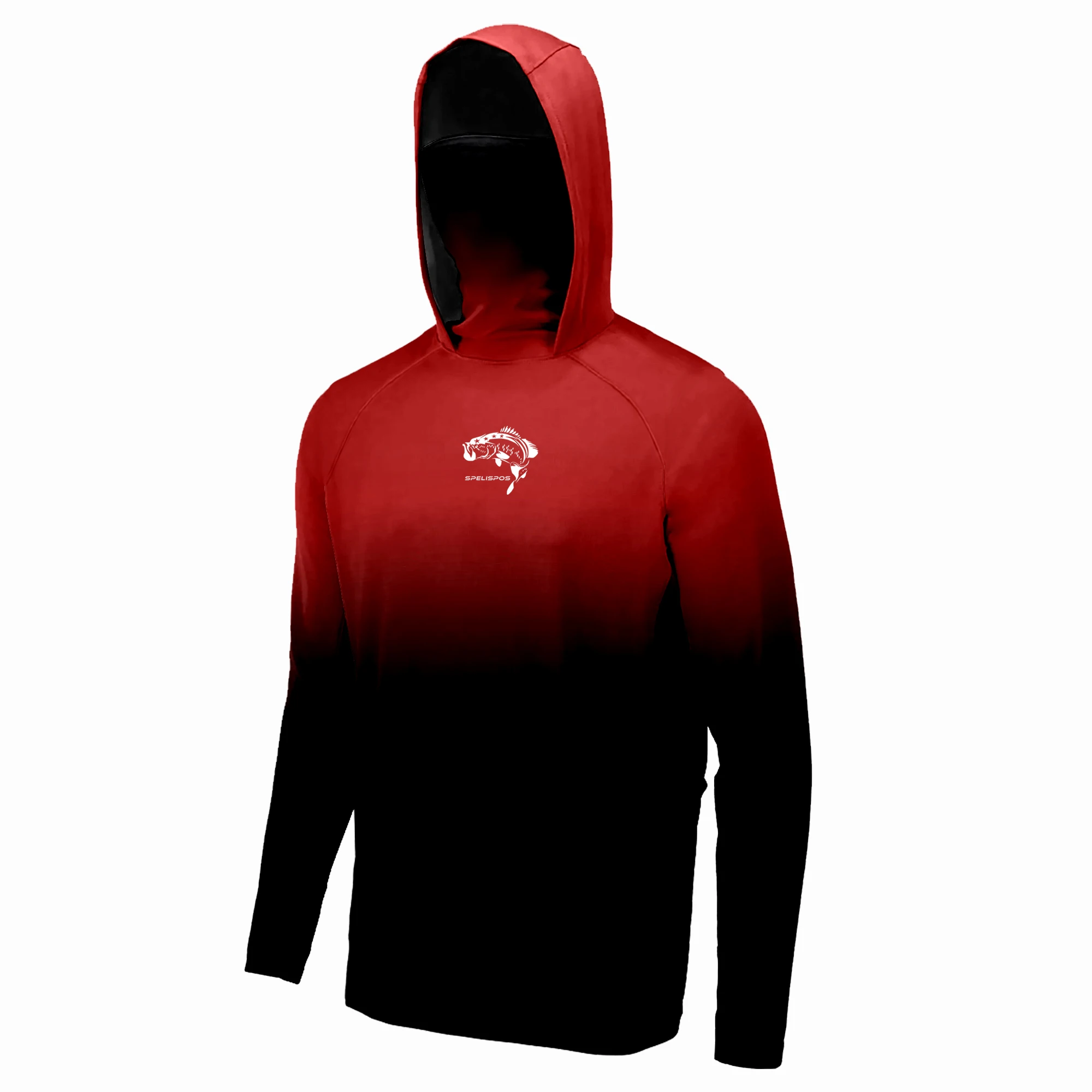 Fishing Shirt Red Hoodie Mask Fishing Clothes Summer Long Sleeve Upf 50 Quick Dry Breathable Jersey Sun Protection Short T-shirt