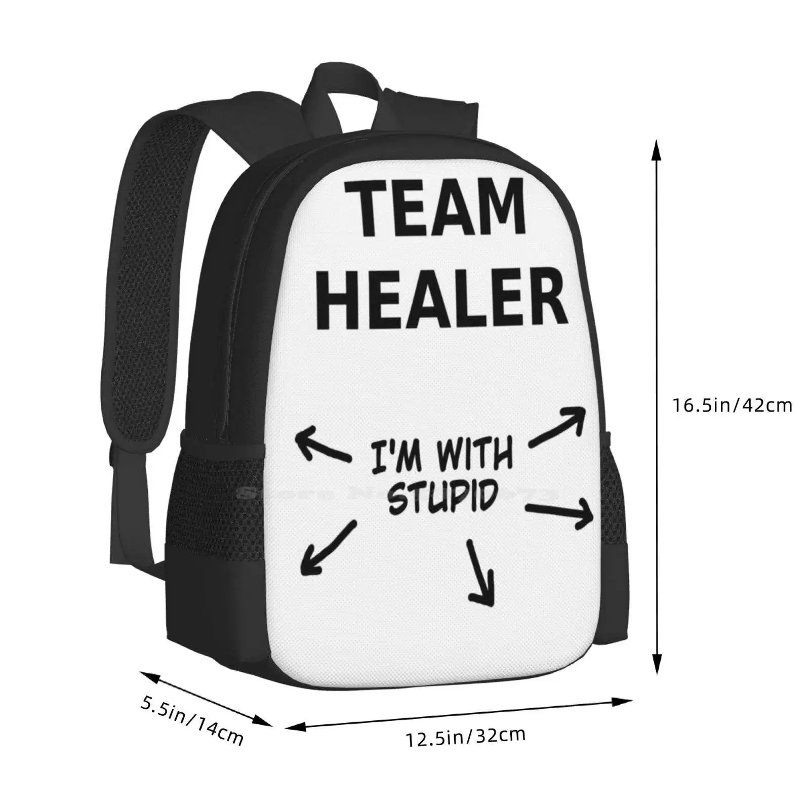 Школьные ранцы Team Healer для девочек-подростков, дорожные сумки для ноутбука, для игровой команды, целитель, я с глупым мемом, вращающийся настроение, милость, люцио