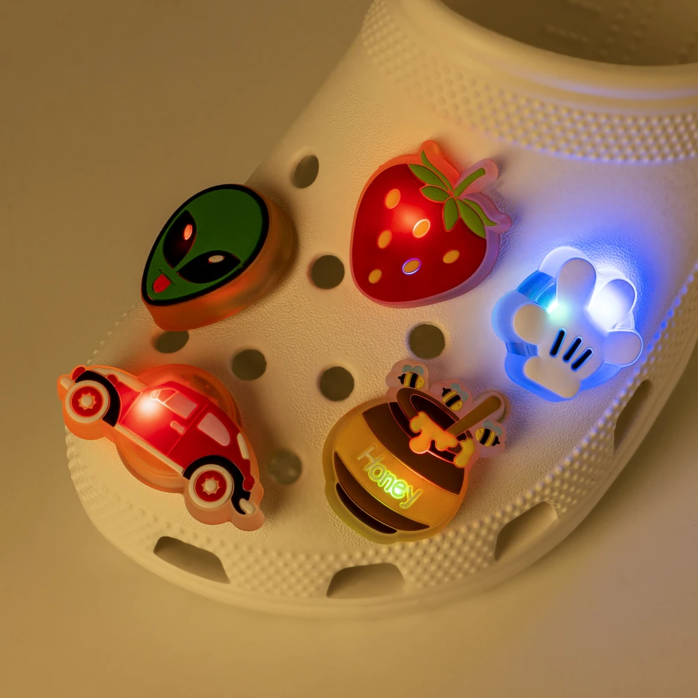 1 قطعة LED مضاءة الأحذية السحر للفتيات الاطفال الحيوان زهرة متوهجة اكسسوارات الأحذية الزينة دبابيس خمر الهدايا تسد أبازيم #5