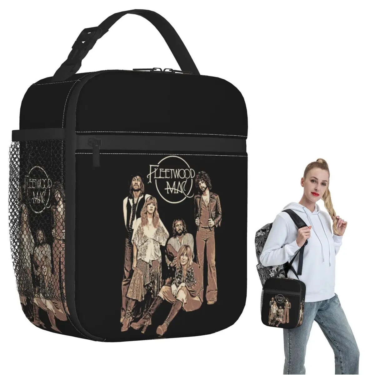 

Vintage Fleetwood Mac Insulated Lunch Bag for Women Children Portable Food Boxes Thermal Lunch Box Tote