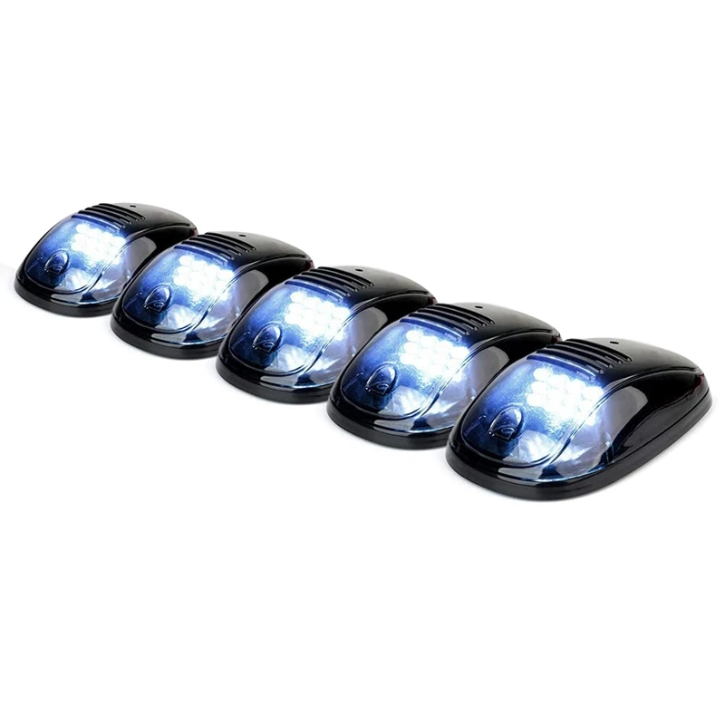 12 LED Cab Roof Top Marker Running Clearance Light For Ford Dodge Ram Toyota Trucks SUV POV Pickup, Black 5 PCS