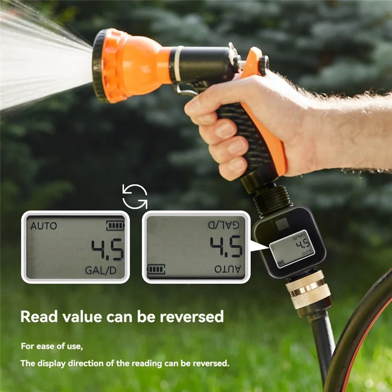 

ABRW-Water Flow Meter IPX6 Waterproof With Brass Inlet Thread For Measure Outdoor Garden Hose Water Tank Lawn Sprinkler