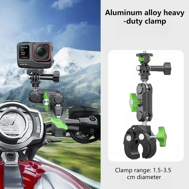 

Action Camera Clamp Mount Motorcycle Bike Handlebar Mount for 10-35 Mm Pipe, Rod, Suitable for GoPro Insta360 DJI AKASO