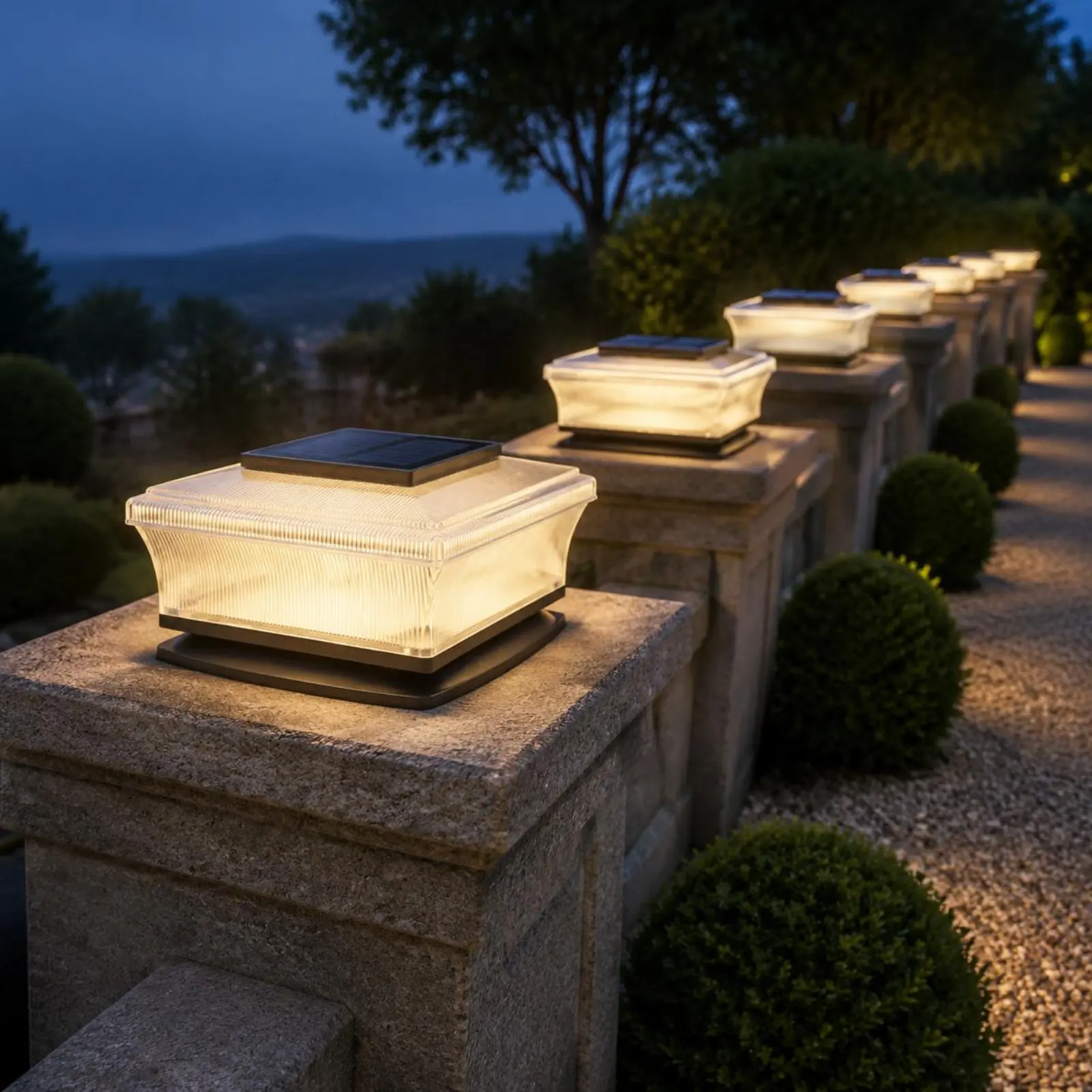 Solar Post Cap Light Wireless Square Post Light Outdoor Lighting 3000K Warm White Modern for Garden