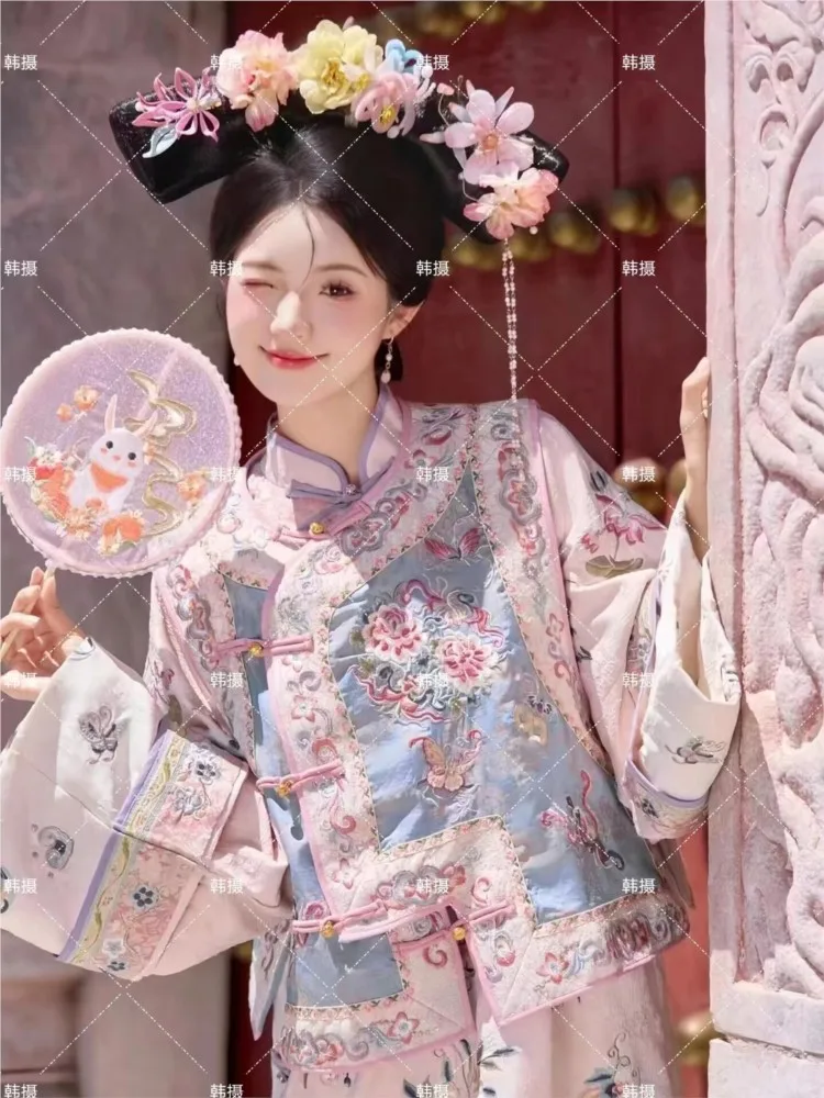 

Набор из двух предметов ханьфу, древний костюм Cheongsam с принтом для женской фотографии в путешествиях.