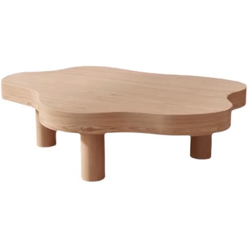 Table basse en bois massif en forme de nuage, table à thé basse pour salon, canapé, petit appartement, maison d'hôtes, design simple et irrégulier