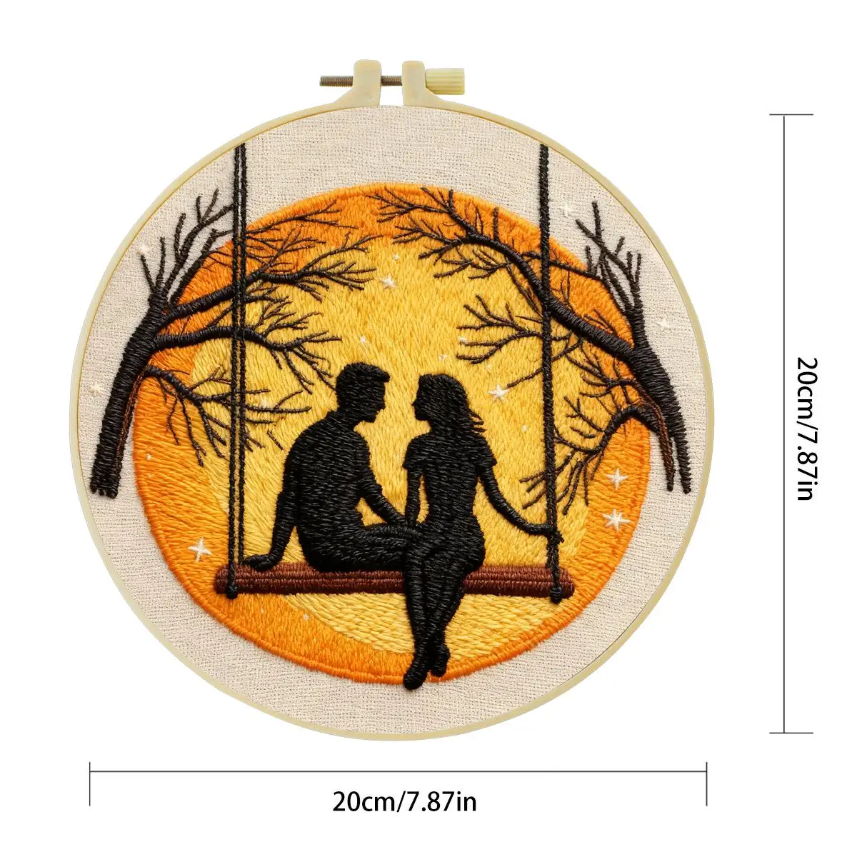 1 Stück 20X20CM/15X15CM 7,87/6,3 Zoll Stickerei-Starter-Kit für Paare DIY-Kit DIY-Stickerei-Set Handarbeiten Heimdekoration Malerei – Detail 4