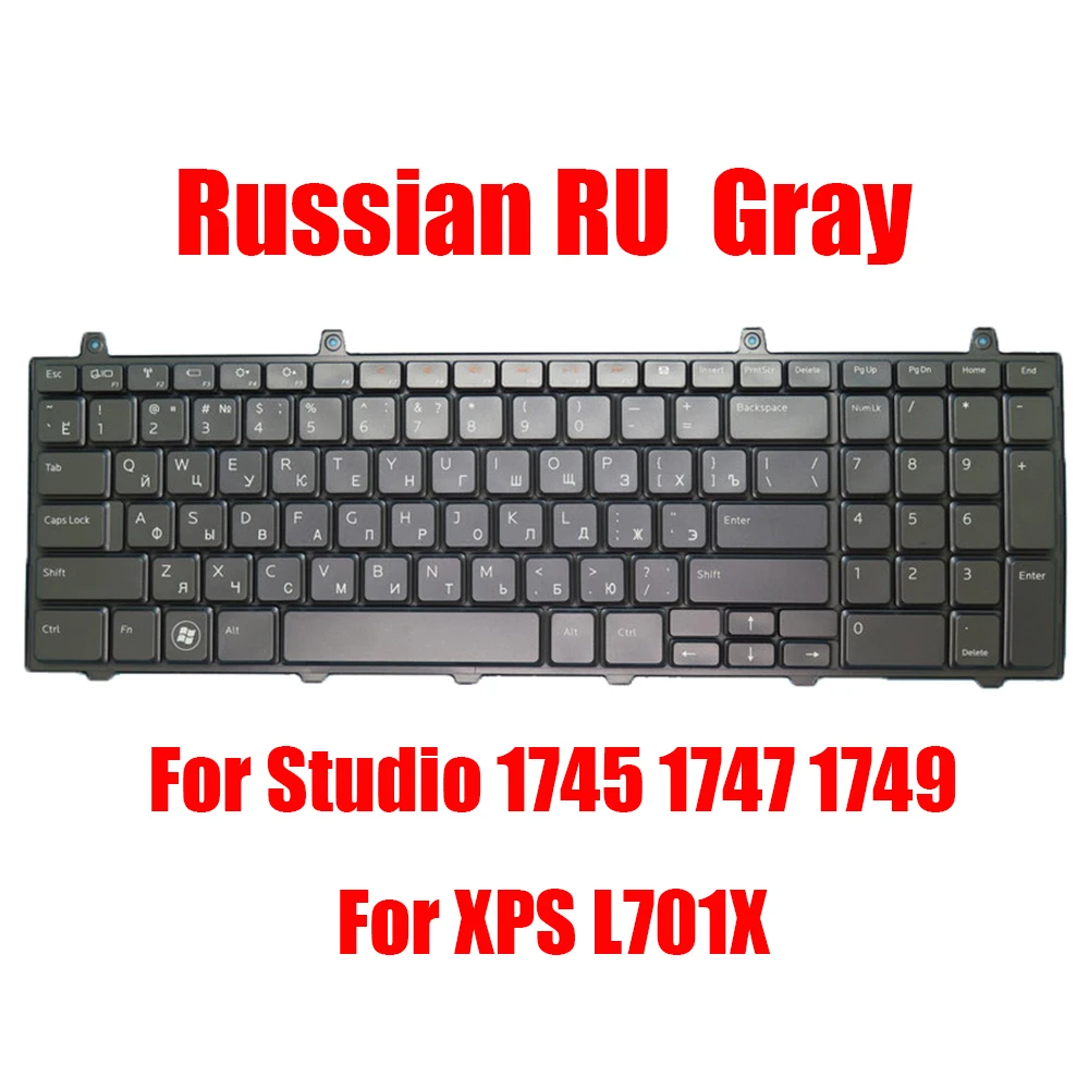 

Laptop Keyboard For DELL For Studio 1745 1747 1749 For XPS 17 L701X 0K838Y K838Y V104025ES1 AEGM7700110 Russian RU Gray New