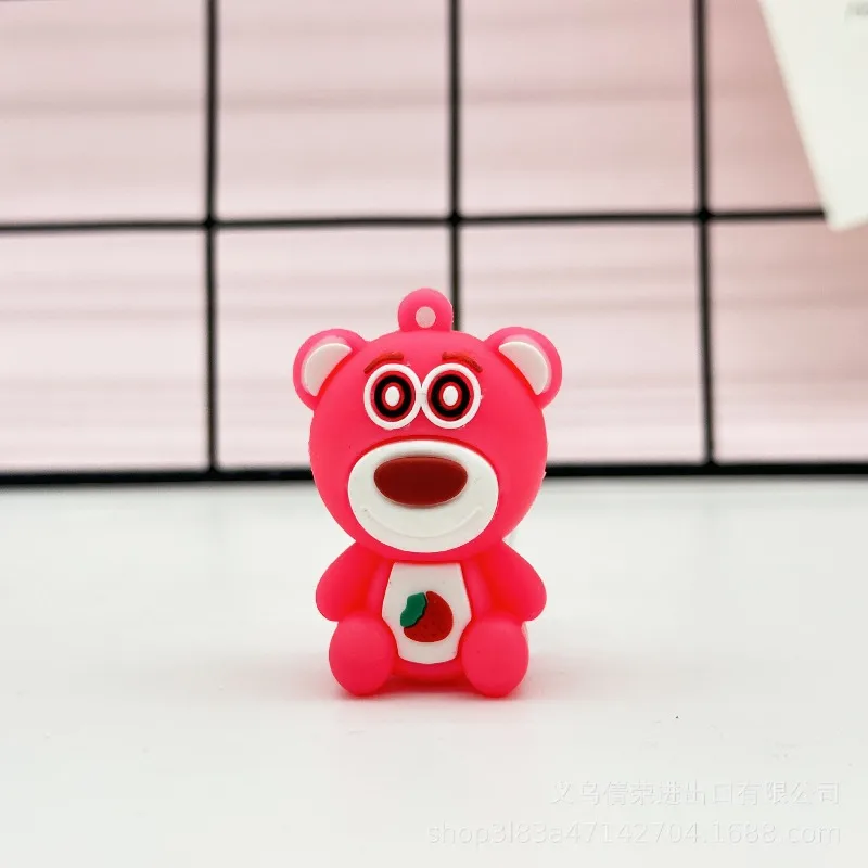 Cartoon Toy Story Portachiavi Ciondolo Gomma morbida Orso fragola Occhi grandi Ragazzo Scatola cieca Ornamento