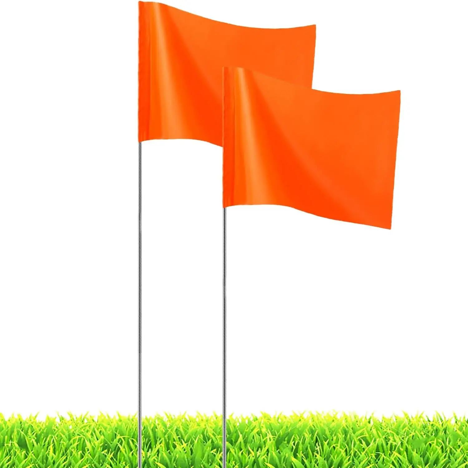 20Pack Orange Marking Flags, 13x4x5 Inch Marker Flags Use for Yard & Lawn, Boundary & Dog Training, Survey Landscape, Sprinkler