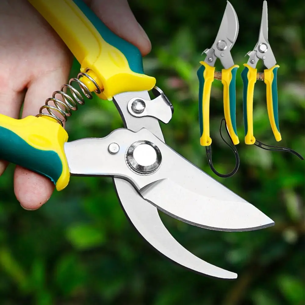 

Stainless Steel Pruning Shears Ergonomic Handle Safe Lock Tree Branch Trimmer Comfortable Grip Shock Absorbing