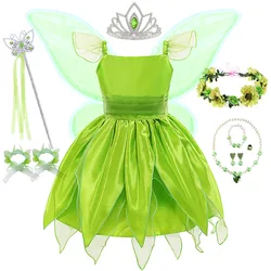 Baby Girl Tinker Bell Dress Summer Forest Fairy Costume Kids Elf Cosplay Clothes Child Kindergarten Carnival Role Playing Sets