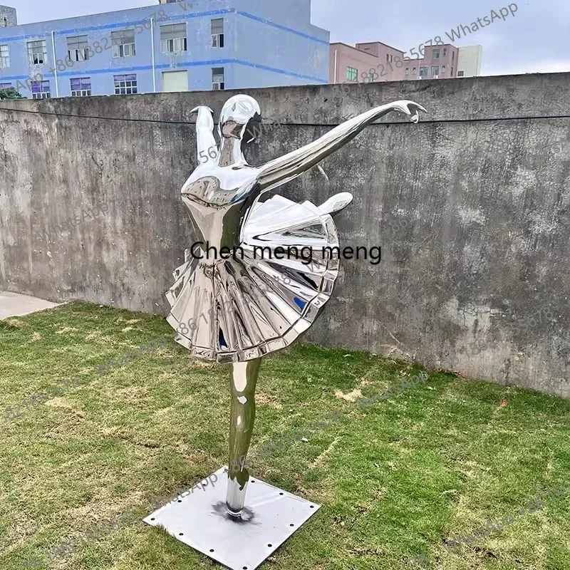 E182 stainless steel Parisian dancing girl sculpture used display in gardens parks shopping malls and decoration villa handicraf