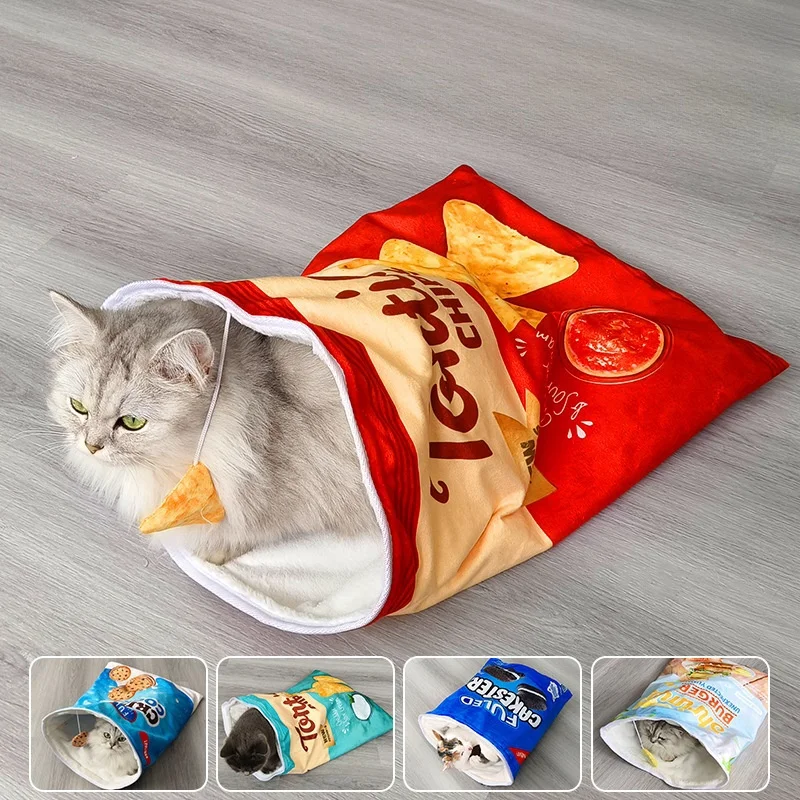 

Cat Play Tunnel Toy Bed Collapsible Interactive Drill Bag Indoor Cat Interactive Toys With Crumpled Paper Cat Tunnel Bag Bed