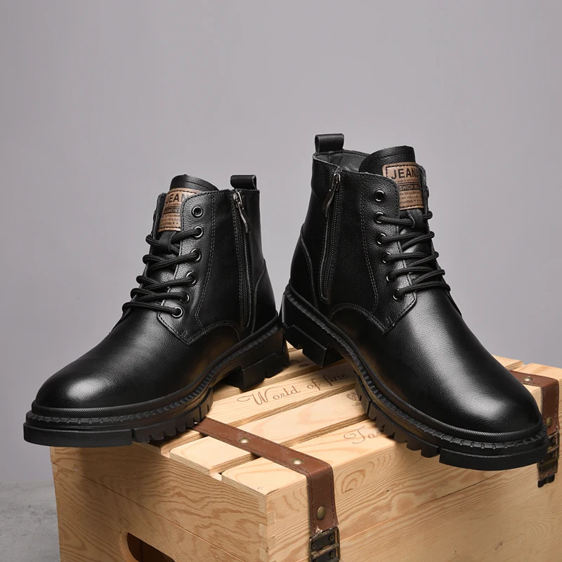 

Мужские ботинки челси с круглым носком на низком каблуке, удобные повседневные уличные высокие короткие ботинки