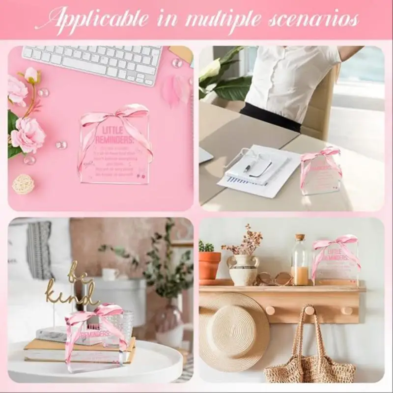 Playful pink room decor, a cute and inspiring gift—you're good enough! Transparent acrylic desktop decoration.