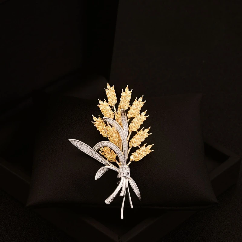 

Harvest Joy Wheat Spike Brooch Designer Style Pin High-end Suit Elegant Accessory Clothing Decoration Ornament Gift Jewelry 6235