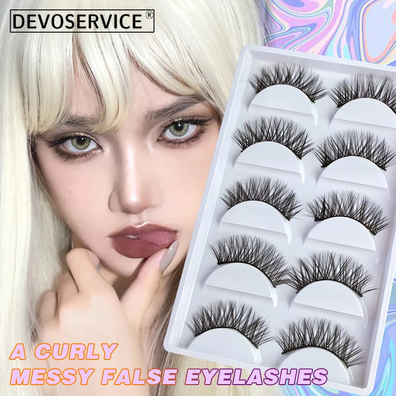 

DEVOSERVICE 5 Pairs Natural Thick Eye Lashes 3D fluffy Faux Mink Eyelashes Long Curl Eyelashes Reuse Lashes Extension Supplie