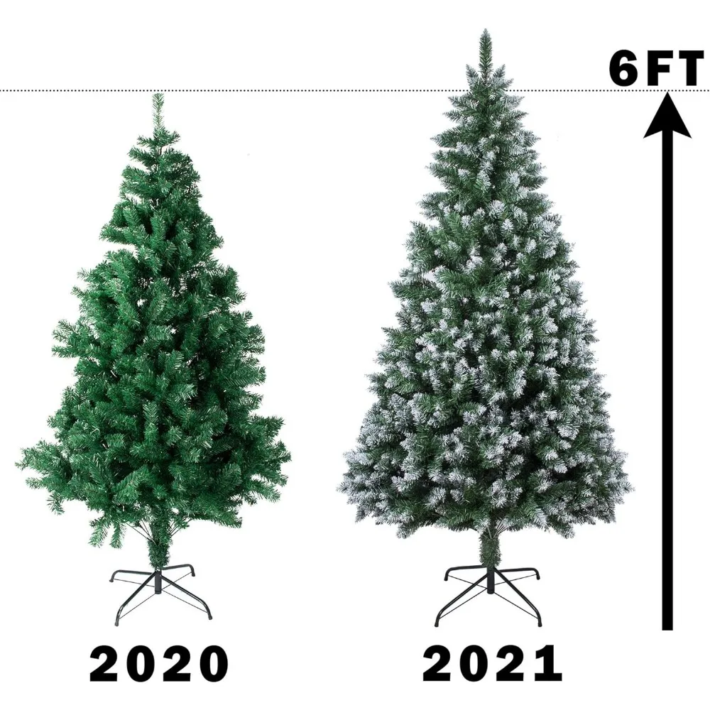 6 أقدام طويلة 1300 نصائح شجرة صنوبر عيد الميلاد الاصطناعية مع حامل معدني لزينة العطلات الخارجية - سهلة التجميع #2