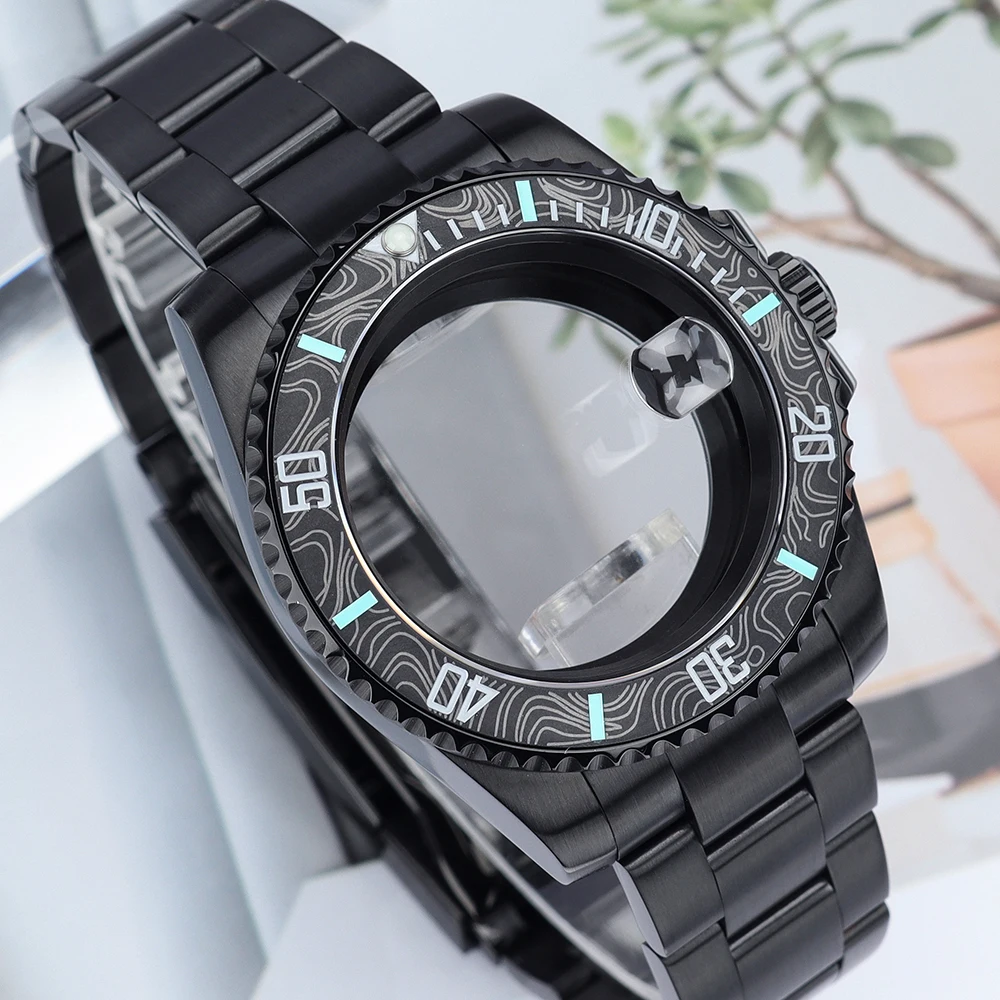 

Diver 40mm PVD Black Watch NH35 Cases Sapphire Crystal For SUB NH35 NH36 NH38 NH34 Miyota 8215 Eta 2824 28.5mm Dial Oyster Strap