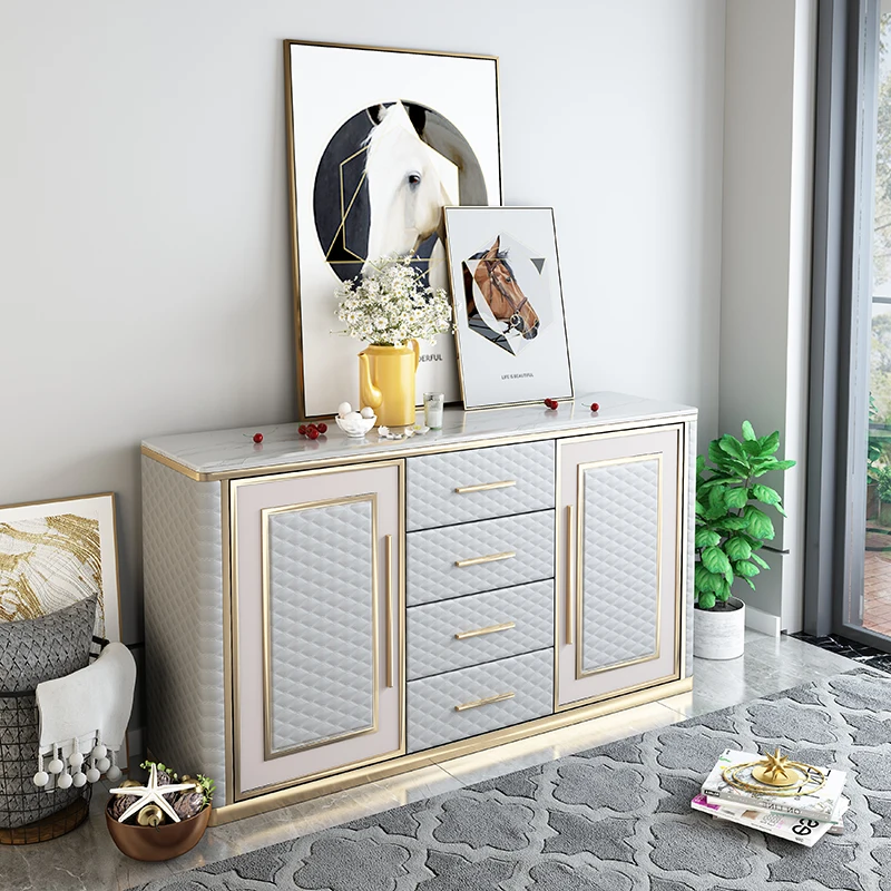 

Postmodern light luxury marble dining side cabinet, living room entry against the wall, simple tea storage cabinet