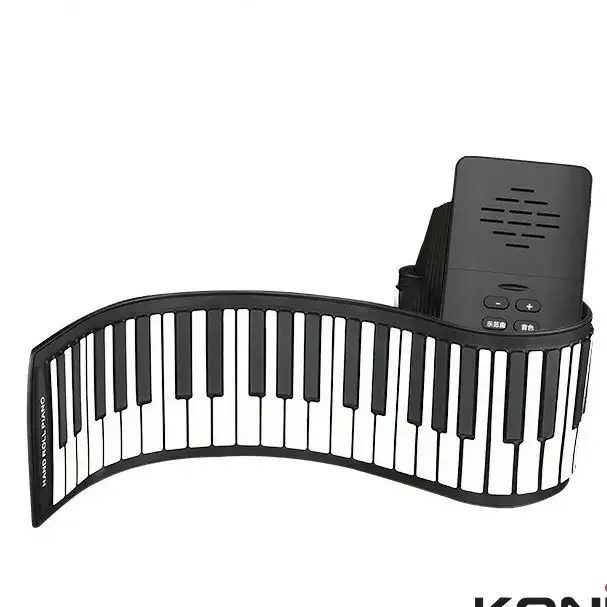 Teclado enrolável de silicone flexível, instrumento de Piano Elettrónico suave dobrável portátil USB de 88 teclas