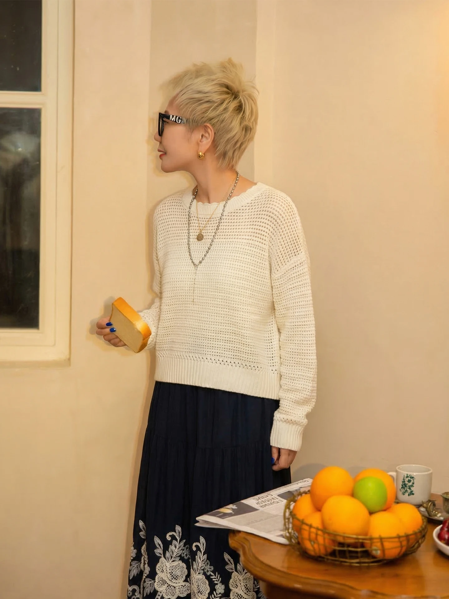 

Женский вязаный джемпер Lazy Garden с длинным рукавом, в полоску, с текстурной вязкой, M61D6177T0AA, с воротником-лодочкой, свободного кроя, весенний сезон