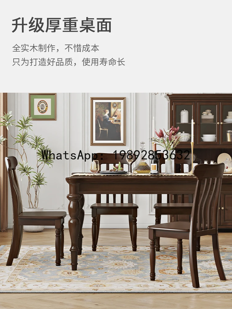 

XL Solid Wood Dining Table and Chair Set Vintage Style Rectangular Home Dining Table