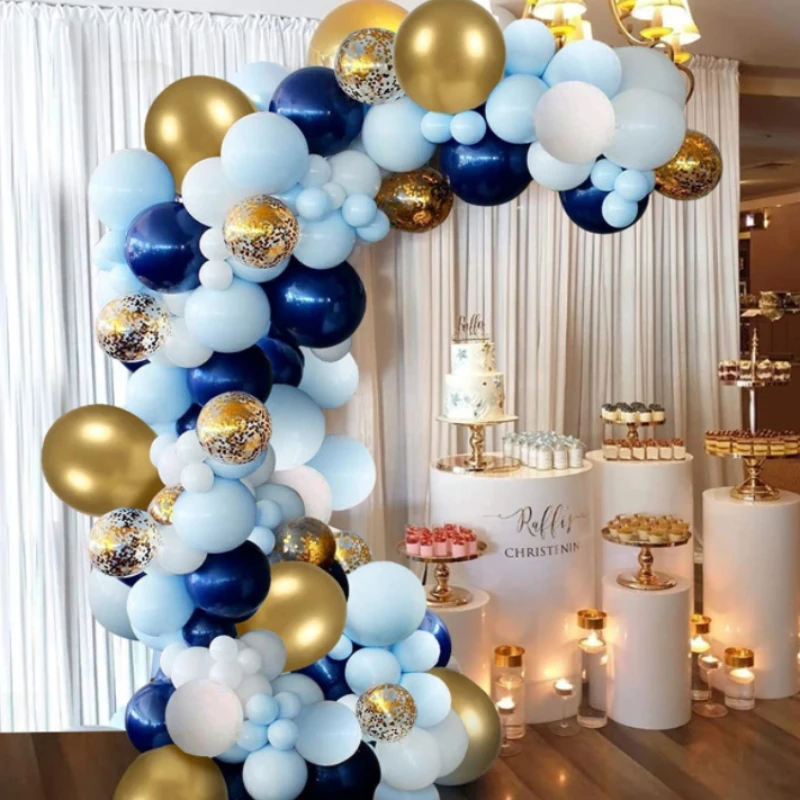 

Blue Gold Balloon Garland Arch Kit Confetti Latex Ballons Wedding Birthday Party Decor Kids Adult Baby Shower Graduation Party