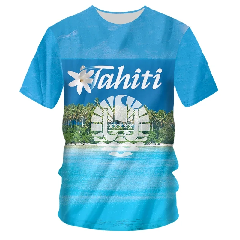 Camiseta de Tahitian polinesian Tribe para hombre, sudadera 3D, estampado de moda, cuello redondo, manga corta, informal, combina con todo