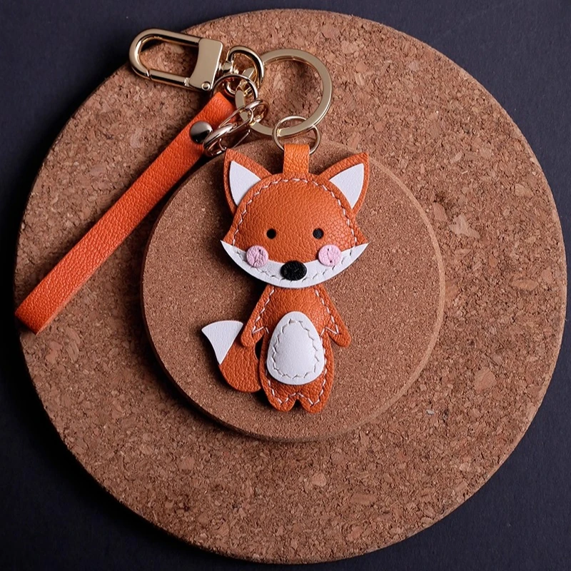 

Handmade Fox Doll Pendant,French Sheepskin Bag Pendant Phone Pendant ,Pure Handmade Genuine Leather Keychain.