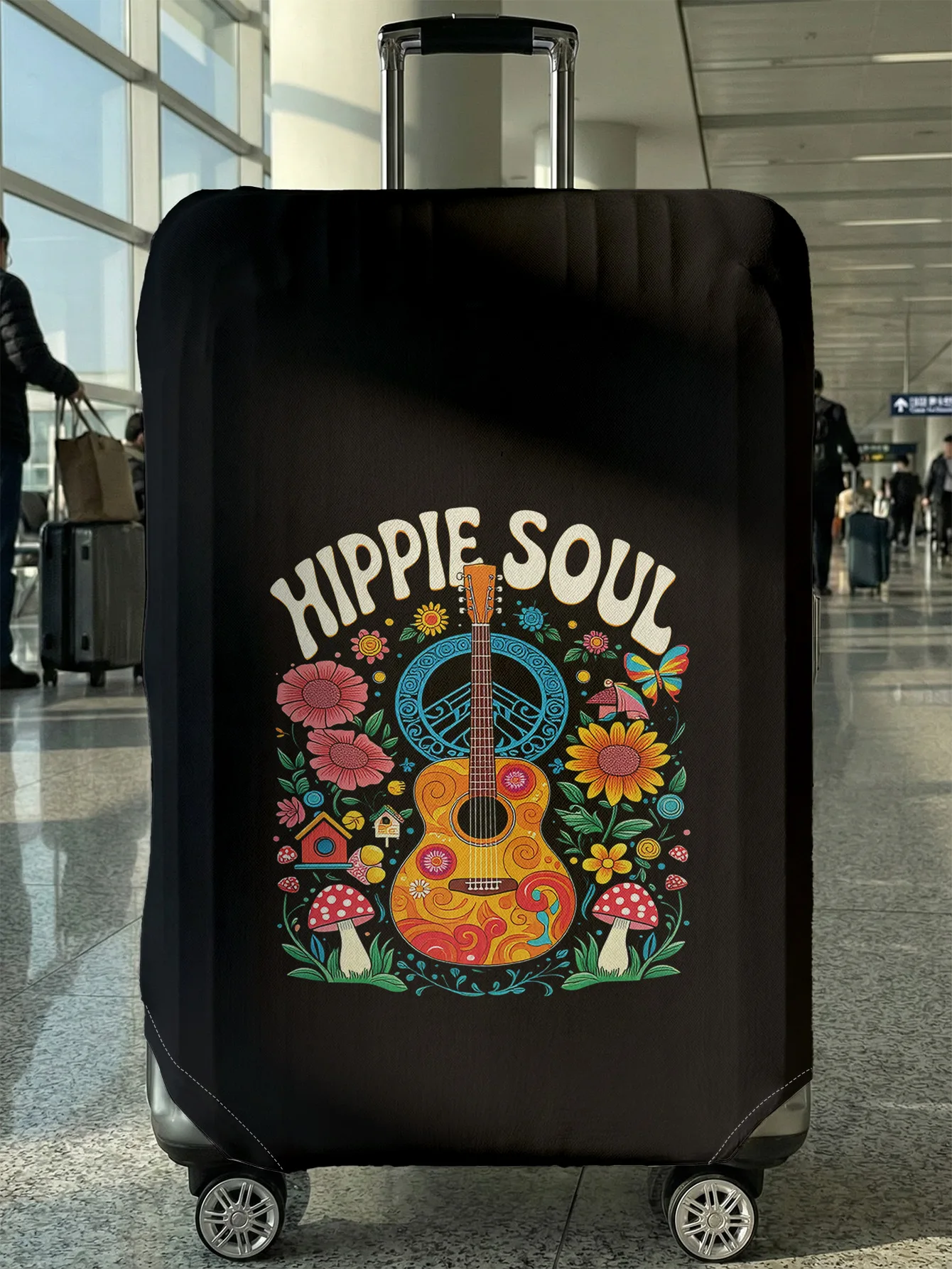 

Защитный чехол для гитары с цветочным принтом, подходит для чемоданов 18-32 дюймов, перчатки для ручки чемодана, дорожные аксессуары.