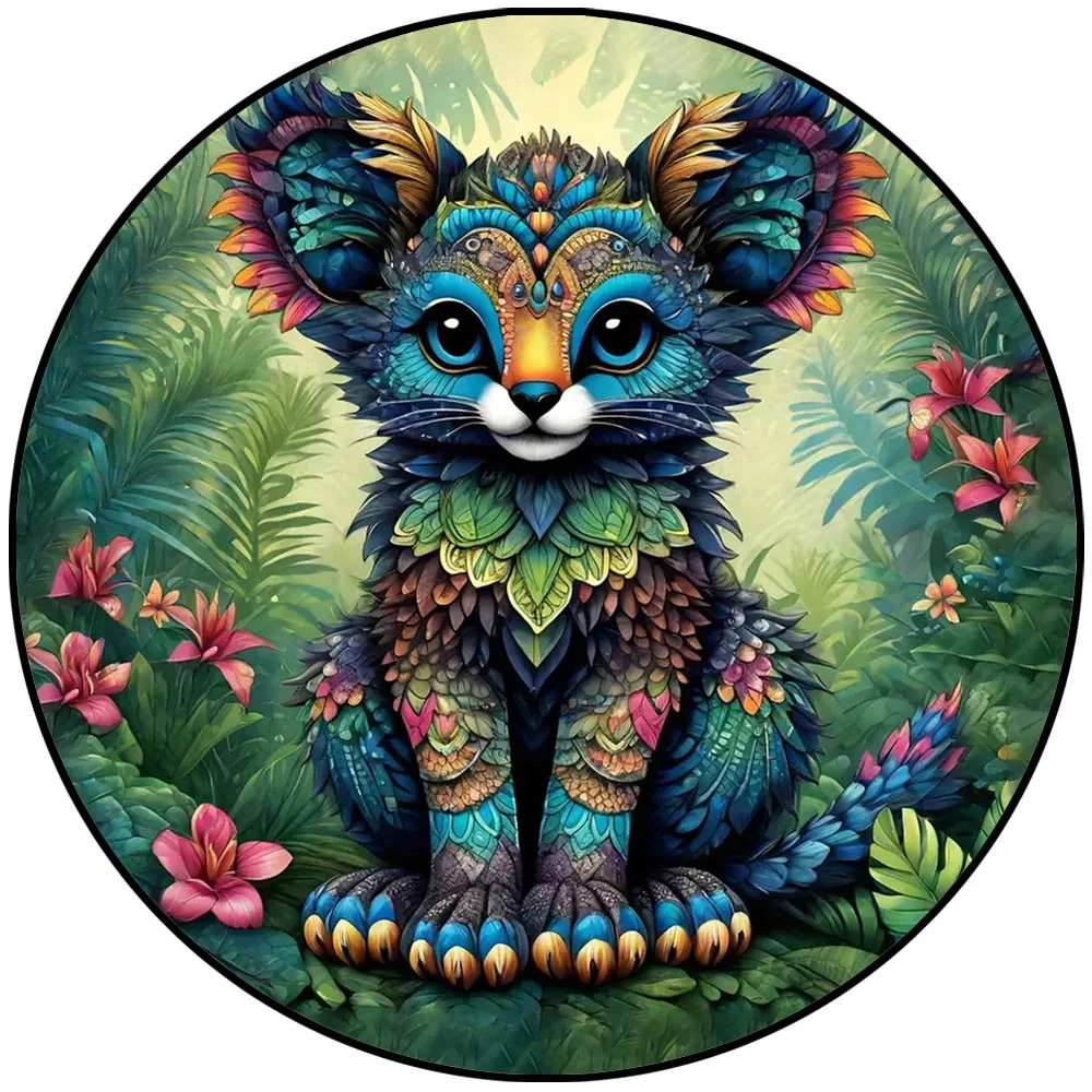 Pretty Wooden Jigsaw Puzzles For Kids Adults Cute elephant Colorful cat Intellectual Toy circle Shape Animal Puzzle Games