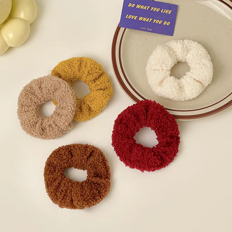 Peluche Teddy Velluto Scrunchies Elestino crasso Fascette per capelli Accessori per capelli retrò francesi per donne Ragazze Corbatas Para El Cabello