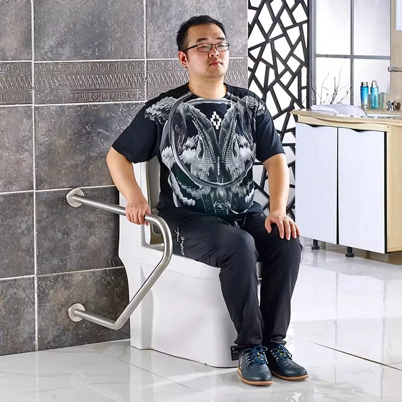 Batang Rel Toilet Anti Selip untuk Lansia Dewasa Rangka Pengaman Baja Tahan Karat Pegangan Toilet Dapat Diakses Rel Batang Pegangan Cacat