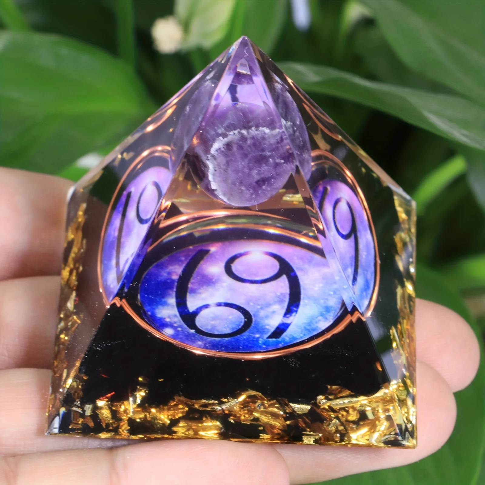 Twelve Constellations Orgone Pyramid Taurus/Scorpio/Leo/Pisces/Cancer/Virgo/Libra/Aries/Gemini/Aquarius Amethyst Peridot Healing