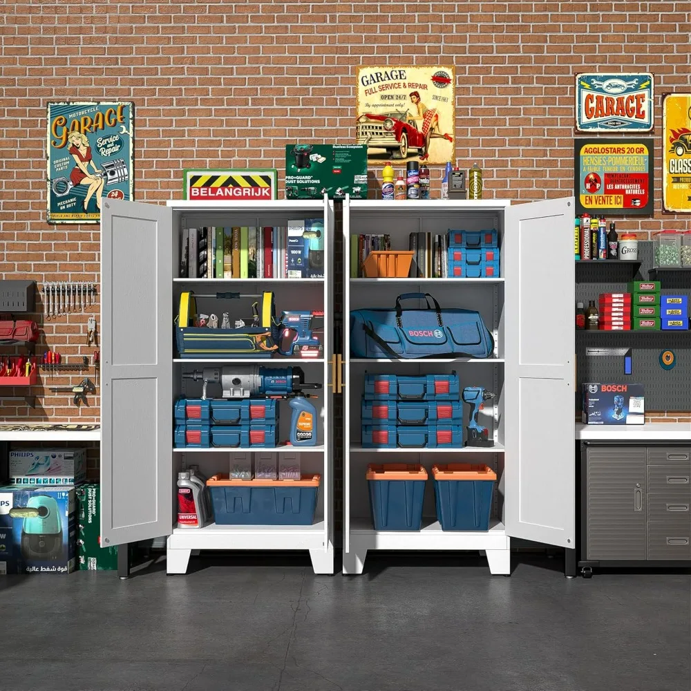 خزانة تخزين فولاذية مقاس 61 بوصة للمنزل والمكتب مع أرفف وباب قابل للتعديل #6